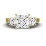 Belladonna Diamond Matching Band Only (does Not Include Engagement Ring) For Ring With Princess Center yellowgold