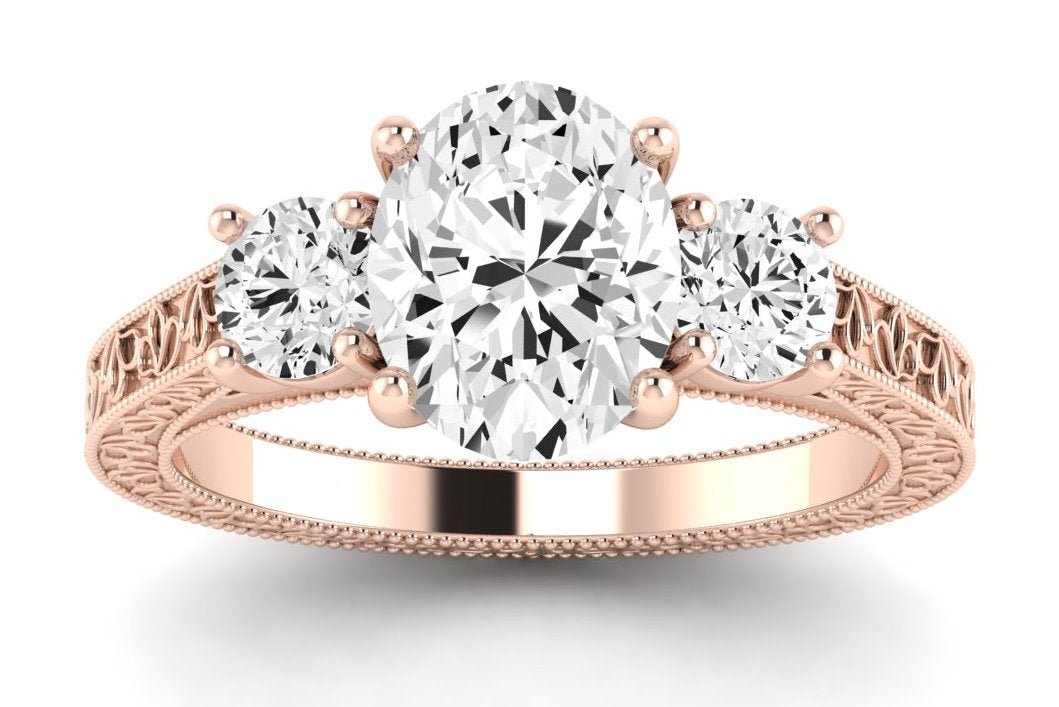 Belladonna Oval Moissanite Engagement Ring rosegold