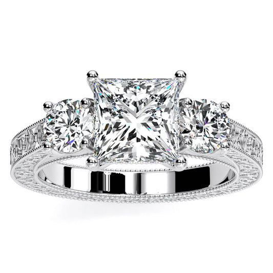 Belladonna Princess Moissanite Engagement Ring whitegold