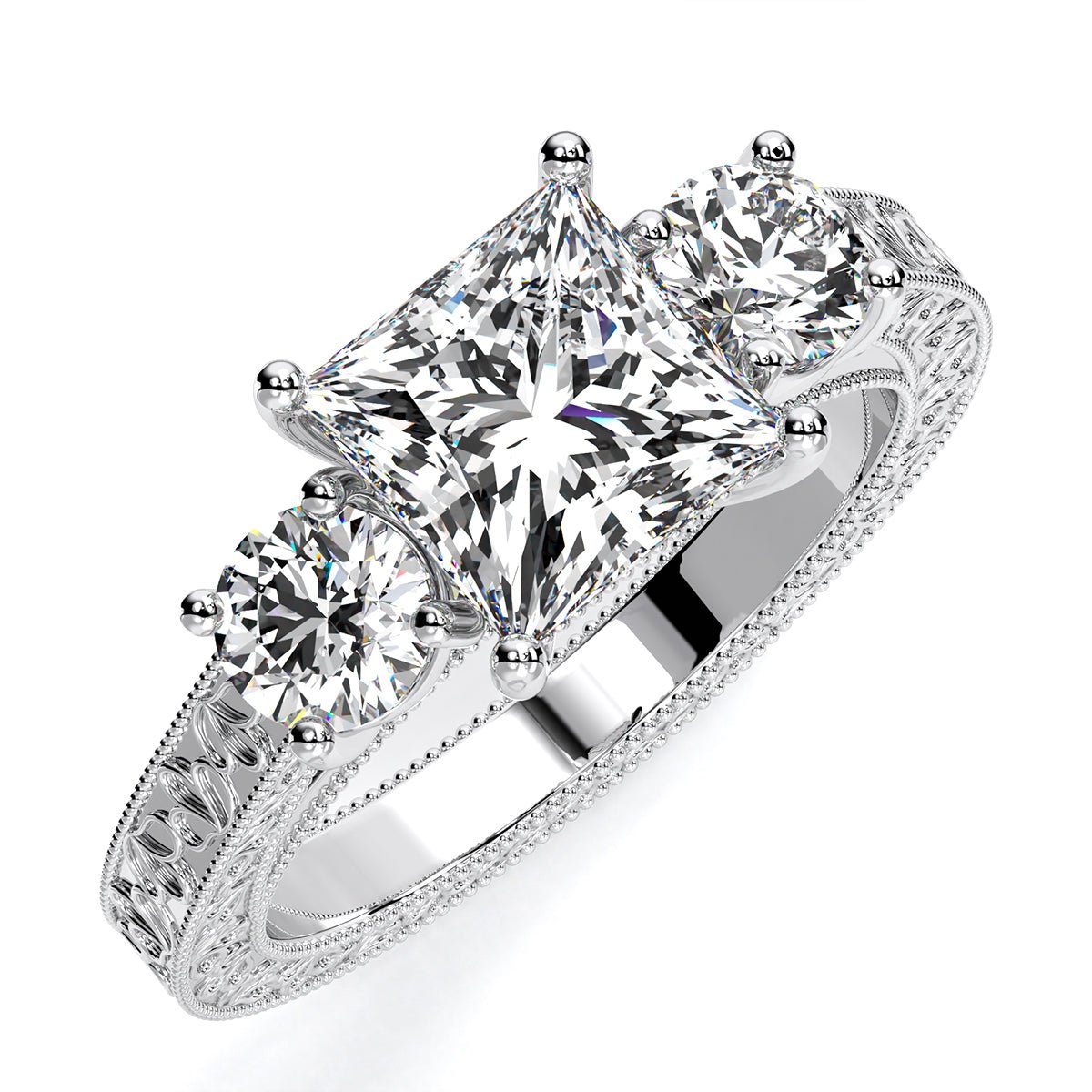 Belladonna Princess Moissanite Engagement Ring whitegold