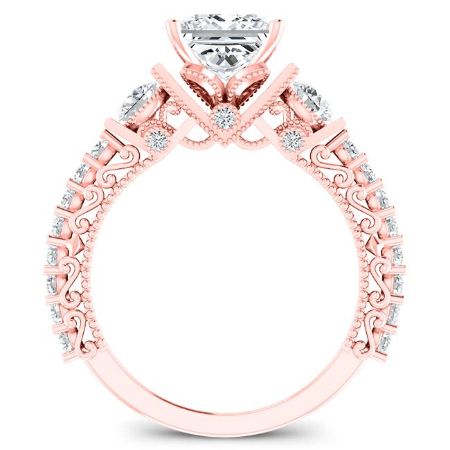 Belle Diamond Matching Band Only (engagement Ring Not Included) For Ring With Princess Center rosegold