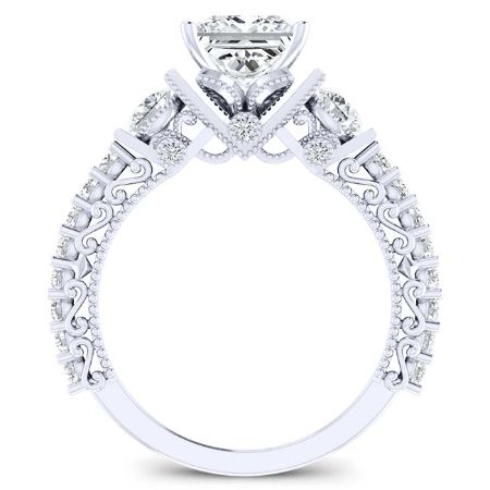 Belle Diamond Matching Band Only (engagement Ring Not Included) For Ring With Princess Center whitegold