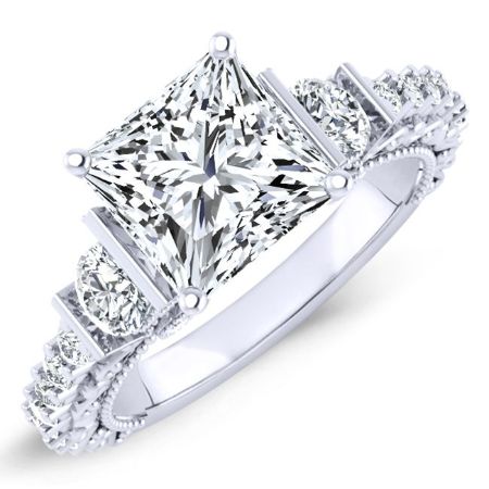 Belle Diamond Matching Band Only (engagement Ring Not Included) For Ring With Princess Center whitegold