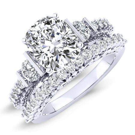 1.00 ct - Belle - GIA Natural Cushion Diamond Bridal Set