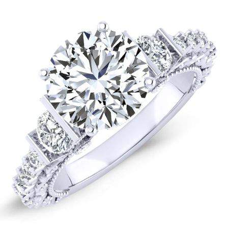 Belle Round Moissanite Engagement Ring whitegold