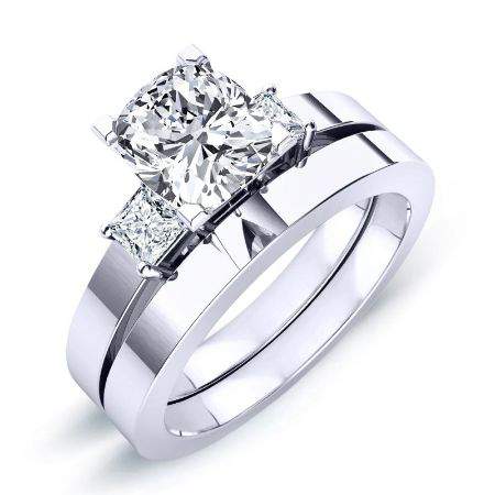 Bellflower Diamond Matching Band Only (engagement Ring Not Included) For Ring With Cushion Center whitegold