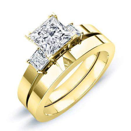 Bellflower Diamond Matching Band Only (engagement Ring Not Included) For Ring With Princess Center yellowgold