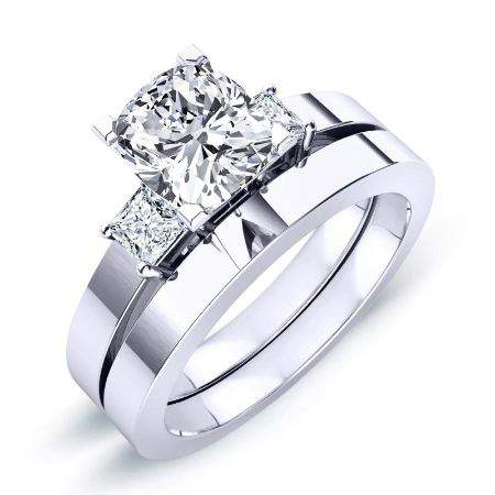 1.00 ct - Bellflower - GIA Natural Cushion Diamond Bridal Set