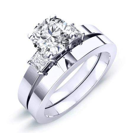 2.00 ct - Bellflower - Round Moissanite Bridal Set