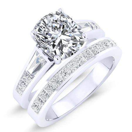 Bergamot Cushion Moissanite Bridal Set whitegold