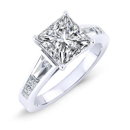 Bergamot Diamond Matching Band Only (engagement Ring Not Included) For Ring With Princess Center whitegold