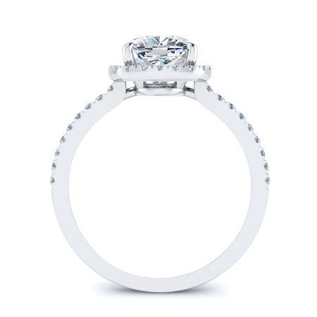 Bergenia Cushion Moissanite Engagement Ring whitegold