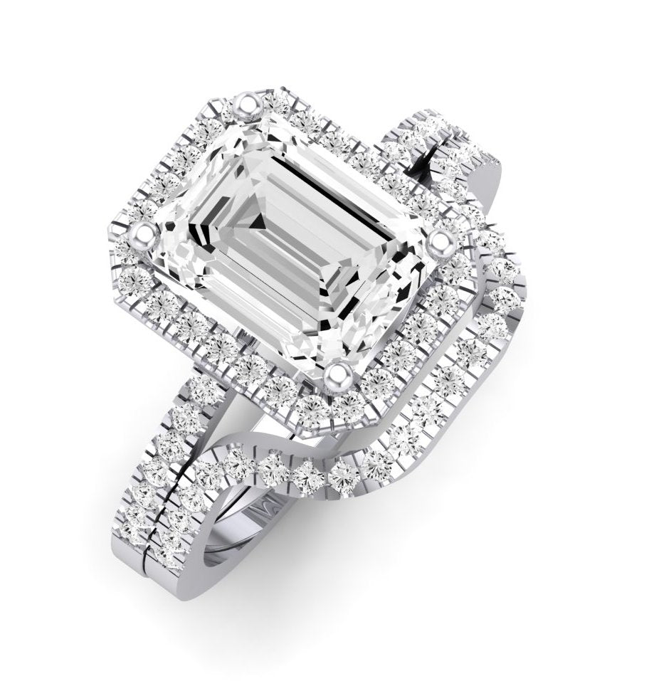 Bergenia Diamond Matching Band Only (does Not Include Engagement Ring ) For Ring With Emerald Center whitegold