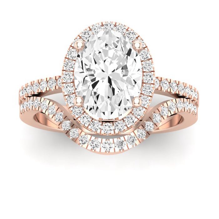 Bergenia Diamond Matching Band Only (does Not Include Engagement Ring ) For Ring With Oval Center rosegold