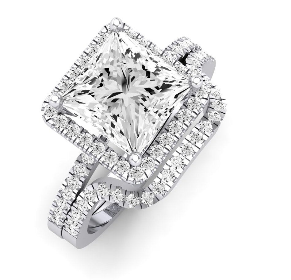 Bergenia Diamond Matching Band Only (does Not Include Engagement Ring ) For Ring With Princess Center whitegold