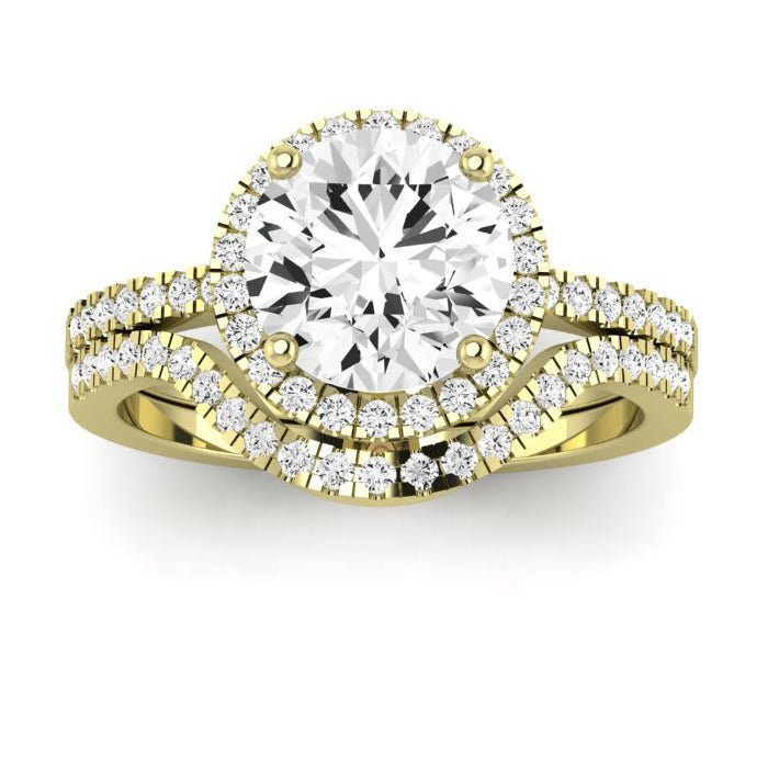 Bergenia - GIA Natural Round Diamond Bridal Set - BeverlyDiamonds