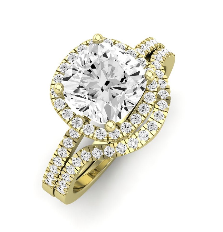 Bergenia Diamond Matching Band Only (does Not Include Engagement Ring ) For Ring With Cushion Center yellowgold