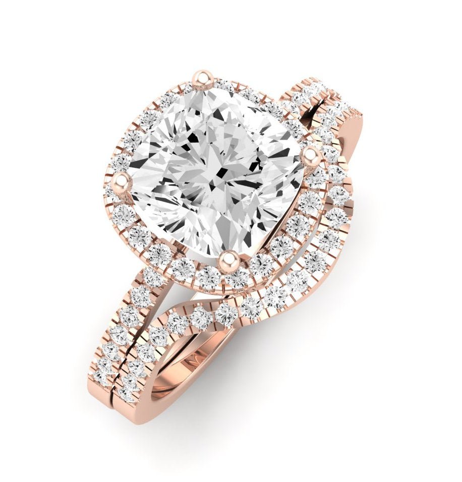 Bergenia Diamond Matching Band Only (does Not Include Engagement Ring ) For Ring With Cushion Center rosegold