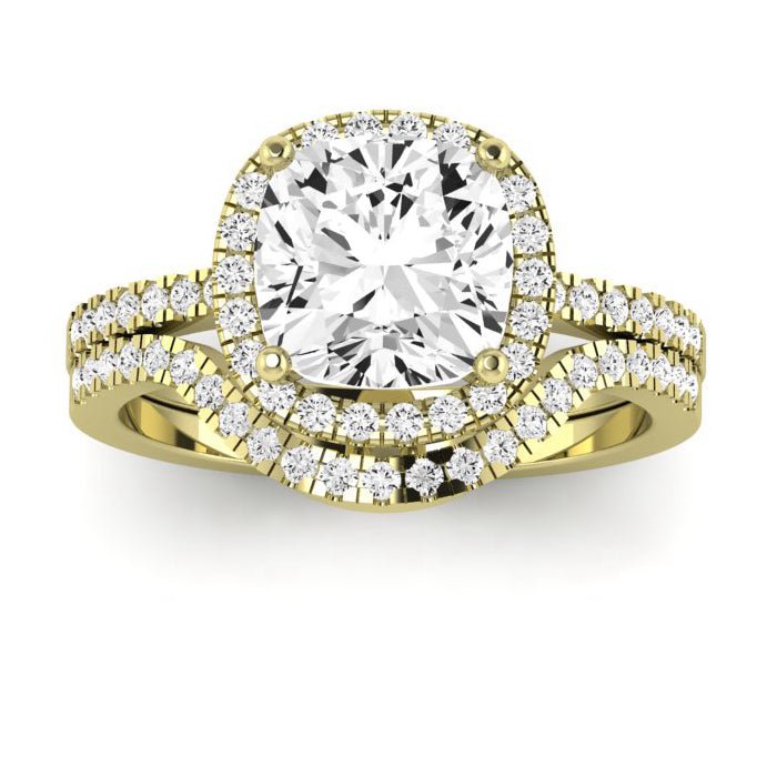 Bergenia Diamond Matching Band Only (does Not Include Engagement Ring ) For Ring With Cushion Center yellowgold