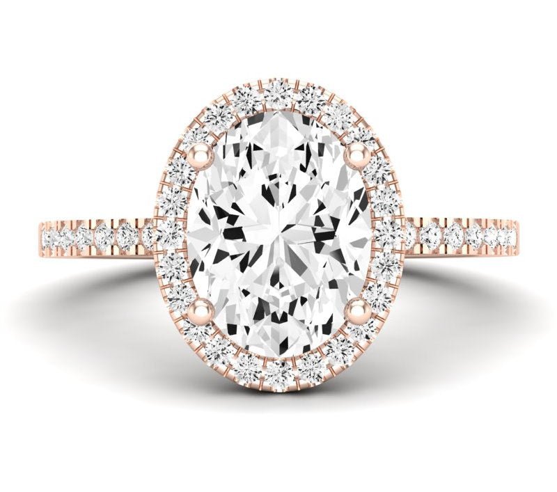 Bergenia Oval Moissanite Engagement Ring rosegold