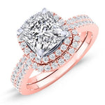 Bergenia Princess Moissanite Bridal Set rosegold