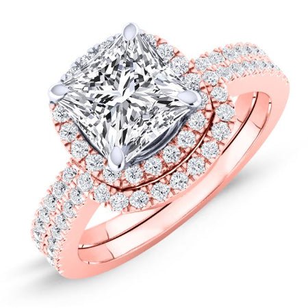 Bergenia Princess Moissanite Bridal Set rosegold