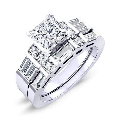 1.00 ct - Bluebell - GIA Natural Princess Diamond Bridal Set