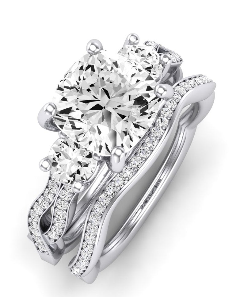 Bottlebrush Diamond Matching Band for Cushion Center (Band Only. Engagement Ring Not Included) - BeverlyDiamonds