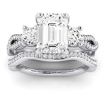 Bottlebrush Diamond Matching Band for Emerald Center (Band Only. Engagement Ring Not Included) - BeverlyDiamonds