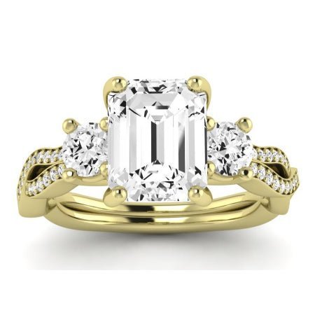 Bottlebrush Diamond Matching Band for Emerald Center (Band Only. Engagement Ring Not Included) - BeverlyDiamonds