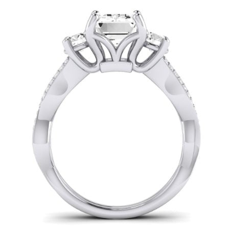 Bottlebrush Diamond Matching Band for Emerald Center (Band Only. Engagement Ring Not Included) - BeverlyDiamonds