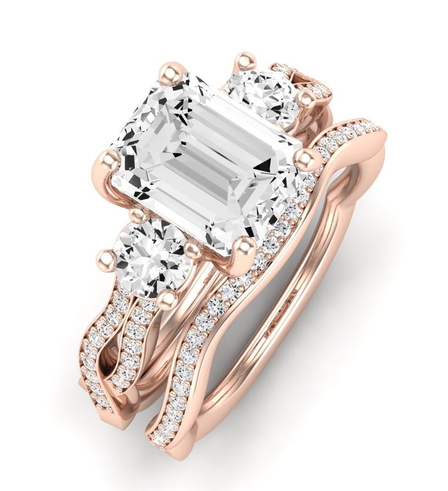 Bottlebrush Diamond Matching Band for Emerald Center (Band Only. Engagement Ring Not Included) - BeverlyDiamonds