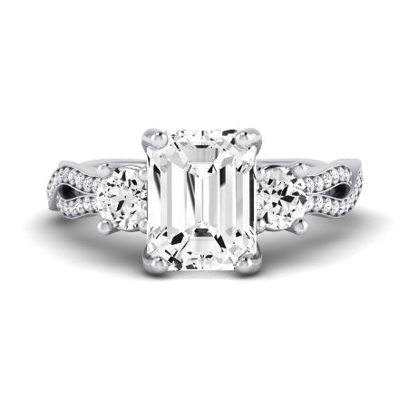 Bottlebrush Diamond Matching Band for Emerald Center (Band Only. Engagement Ring Not Included) - BeverlyDiamonds