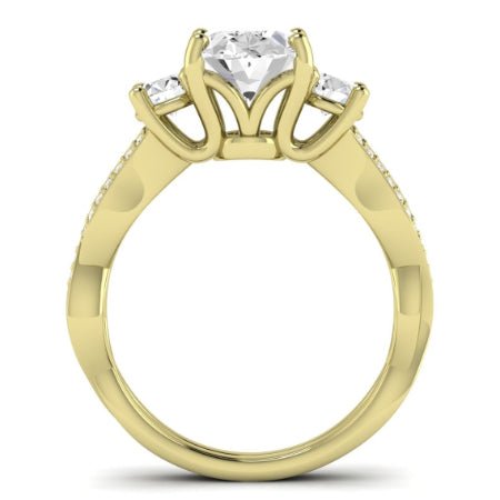Bottlebrush Diamond Matching Band for Oval Center (Band Only. Engagement Ring Not Included) - BeverlyDiamonds