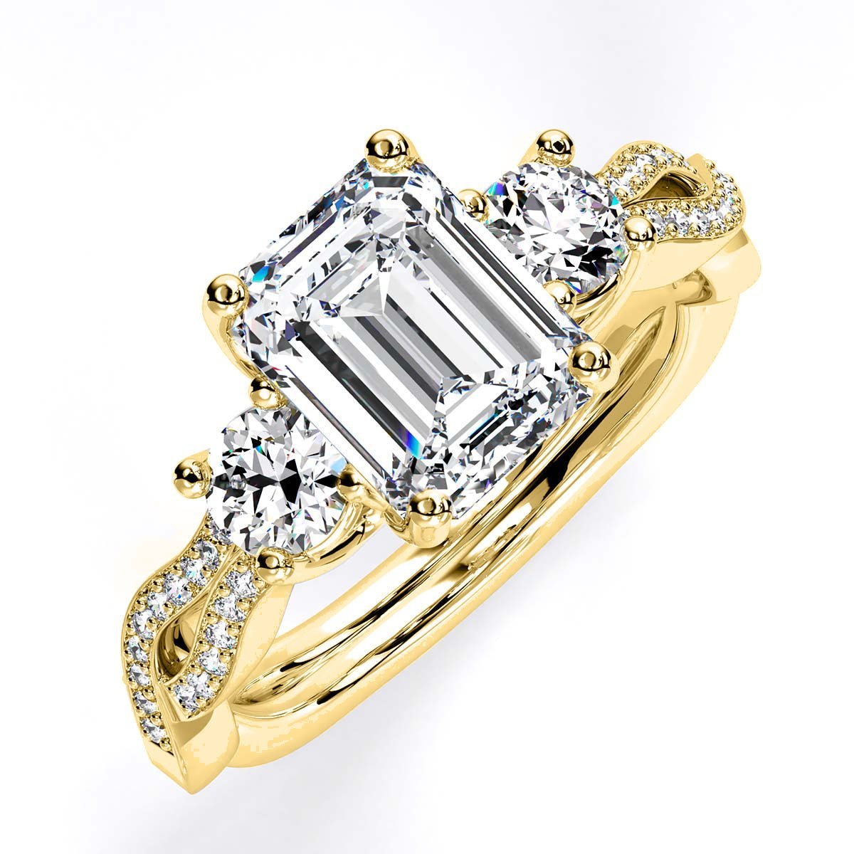 Bottlebrush - Emerald Lab Diamond Engagement Ring (IGI Certified) - BeverlyDiamonds