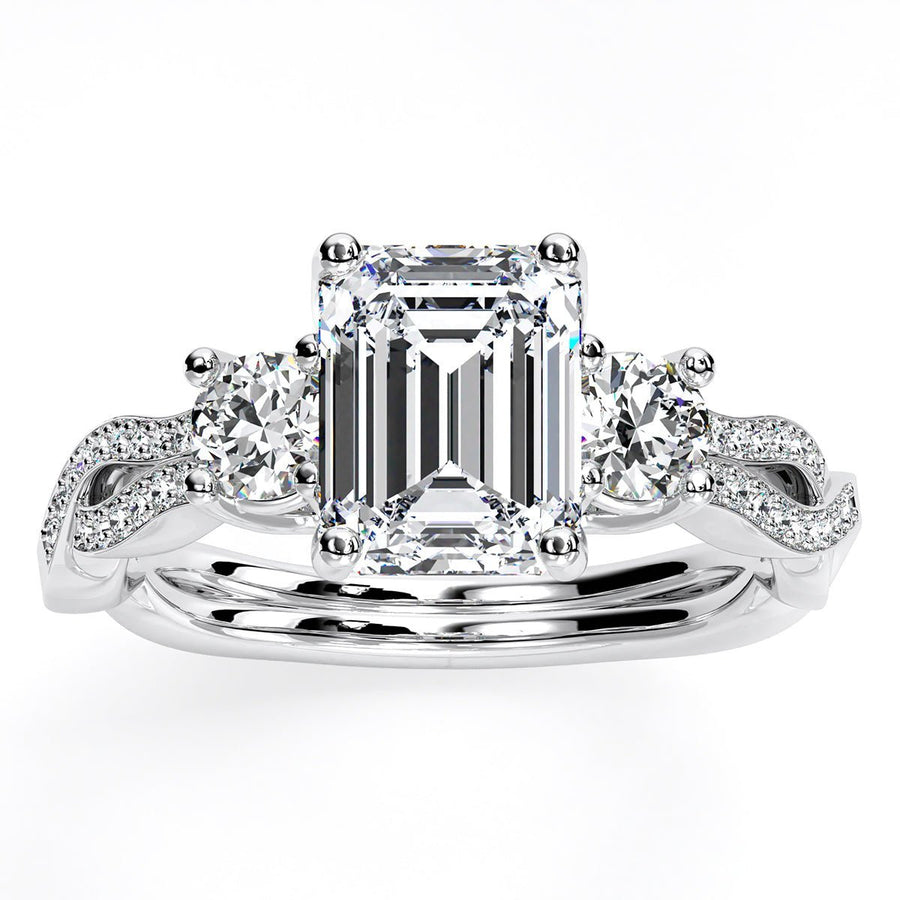 1.00 ct - Bottlebrush - Emerald Moissanite Engagement Ring