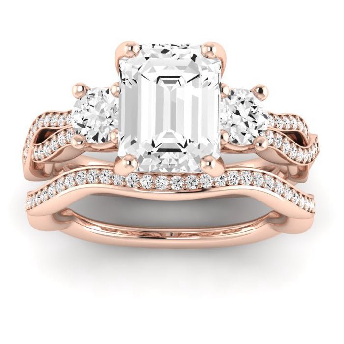 Bottlebrush - GIA Natural Emerald Diamond Bridal Set - BeverlyDiamonds