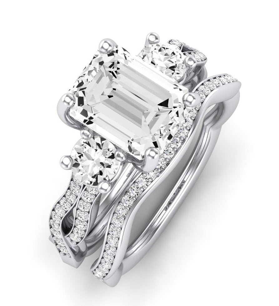 Bottlebrush - GIA Natural Emerald Diamond Bridal Set - BeverlyDiamonds