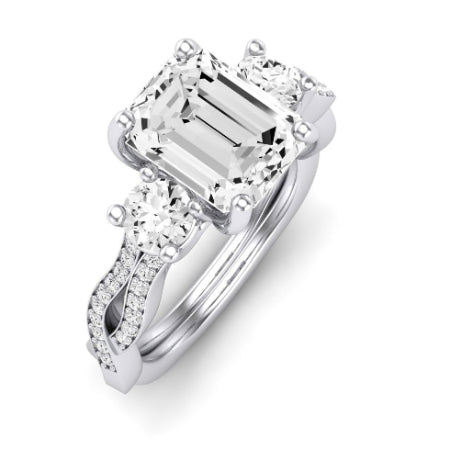 Bottlebrush - GIA Natural Emerald Diamond Bridal Set - BeverlyDiamonds