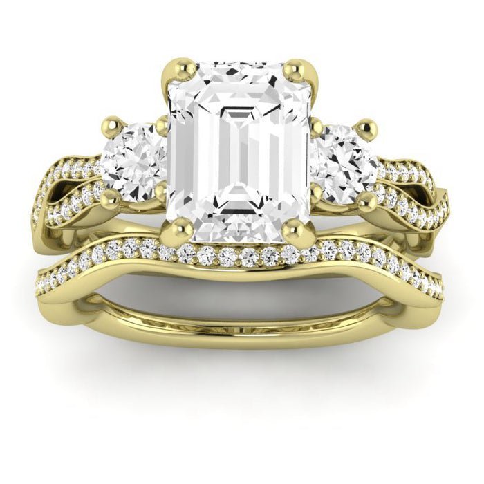 Bottlebrush - GIA Natural Emerald Diamond Bridal Set - BeverlyDiamonds