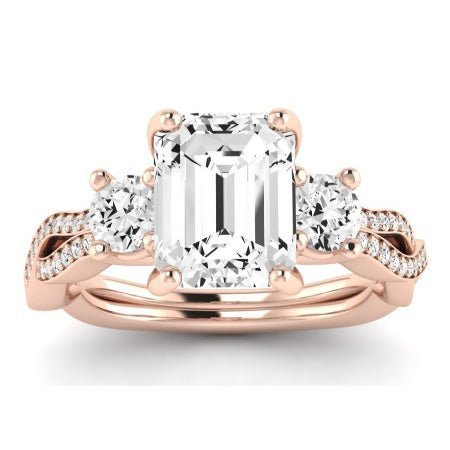 Bottlebrush - GIA Natural Emerald Diamond Bridal Set - BeverlyDiamonds