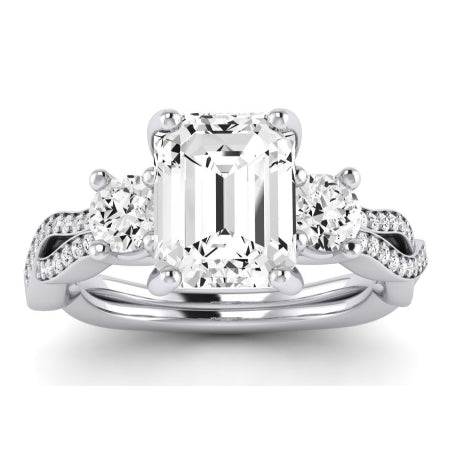 Bottlebrush - GIA Natural Emerald Diamond Bridal Set - BeverlyDiamonds