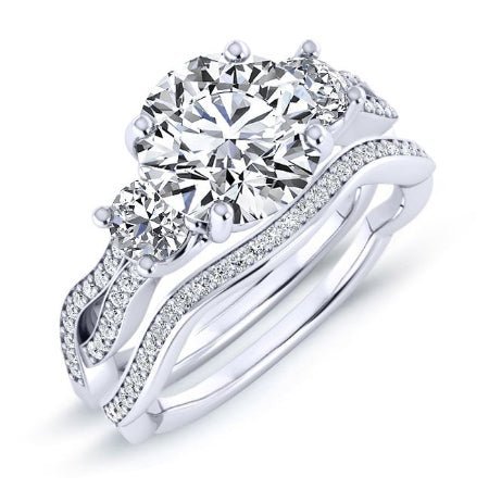 1.00 ct - Bottlebrush - GIA Natural Round Diamond Bridal Set