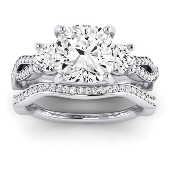 Bottlebrush Lab Diamond Matching Band For Cushion Center(Band Only. Engagement Ring Not Included) - BeverlyDiamonds