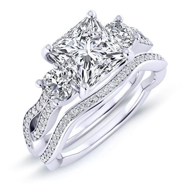 3.00 ct - Bottlebrush - Princess Lab Diamond Bridal Set (IGI Certified)