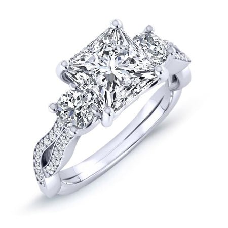 Bottlebrush Princess Moissanite Engagement Ring whitegold