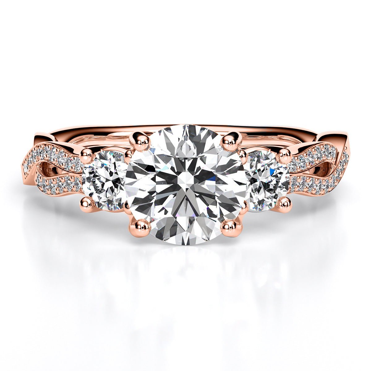 Bottlebrush - Round Diamond Engagement Ring - BeverlyDiamonds