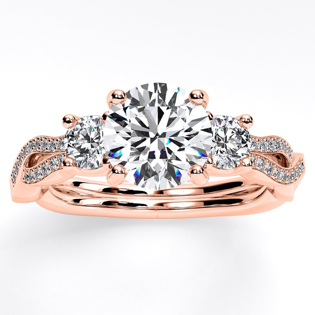 Bottlebrush - Round Lab Diamond Engagement Ring (IGI Certified) - BeverlyDiamonds