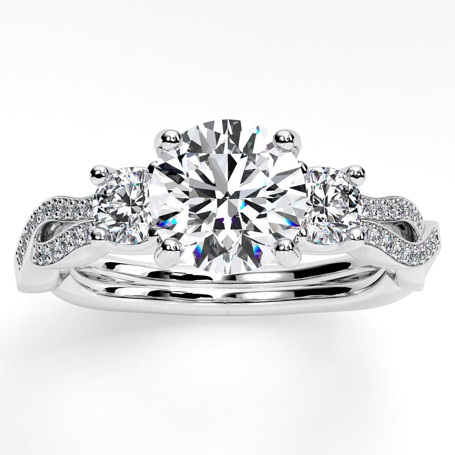 1.00 ct - Bottlebrush - Round Moissanite Engagement Ring