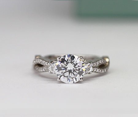 Bottlebrush - Round Moissanite Engagement Ring - BeverlyDiamonds